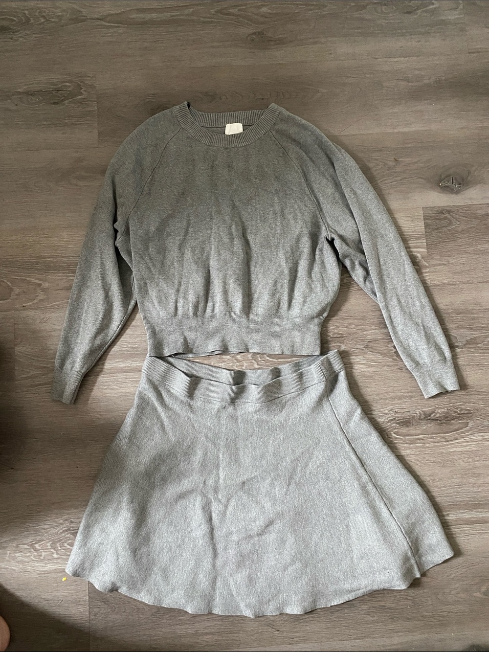 H&M Gray Knit Skirt Set - Sweater & A-Line Skirt
